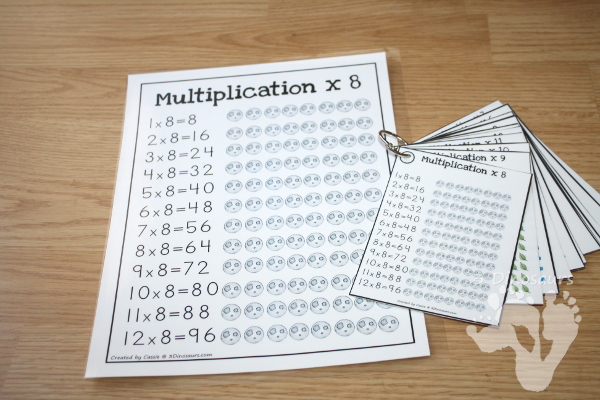 Visual Multiplication Wall Cards - with two sizes of cards for seeing mutlipliation- 3Dinosaurs.com