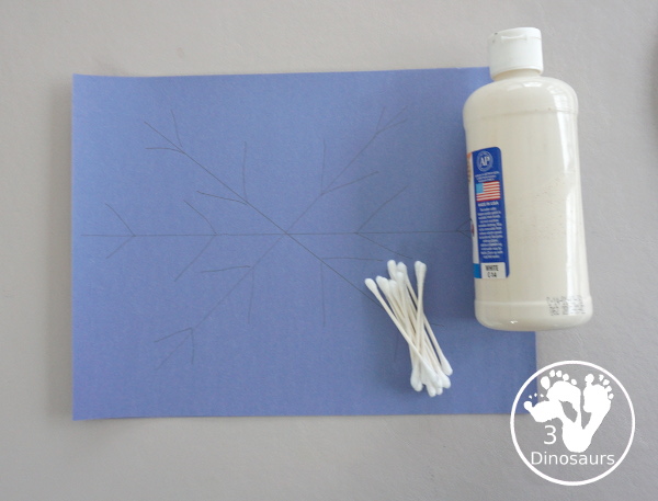 Q-Tip Snowflakes - a fun fine motor craft you can do to make a snowflake and do fine motor work at the same time - 3Dinosaurs.com