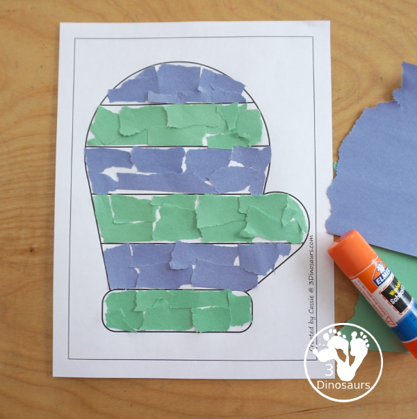 Free Mitten Fine Motor Mats - three mitten printables with mitten template printable, mitten tracing printables, and a mitten dot marker printable. All great for a winter fine motor center. - 3Dinosaurs.com