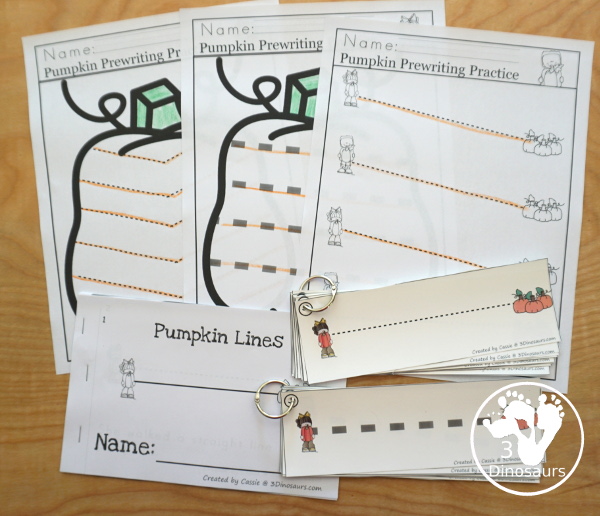 Pumpkin Activities Pack: Prewriting with no-prep pages, easy reader books, and tracing strips.- 3Dinosaurs.com