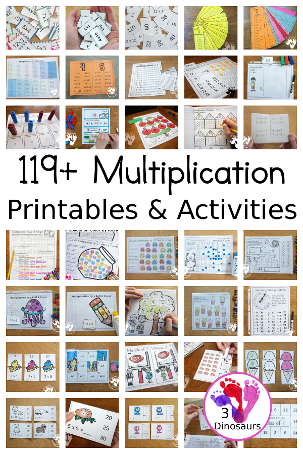 Multiplication Activities & Printables on 3Dinosaurs.com