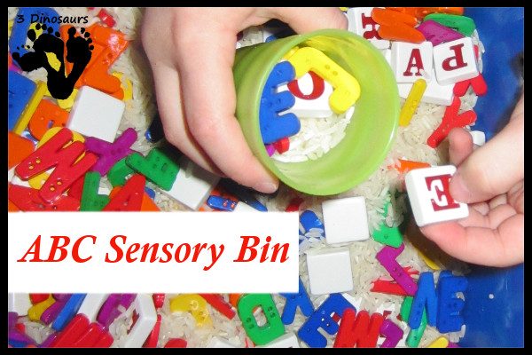 ABC Sensory Bin | 3 Dinosaurs