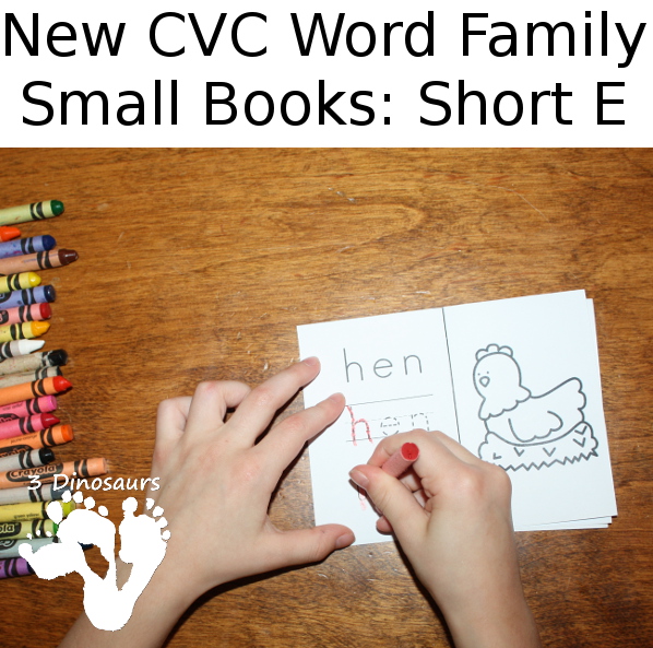 Free CVC Word Family Small Books: Short E: -ed, -en, -et - 3Dinosaurs.com