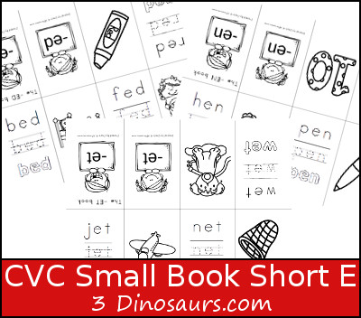 Free CVC Word Family Small Books: Short E: -ed, -en, -et - 3Dinosaurs.com