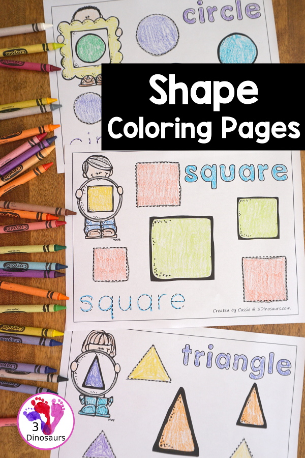 Free Easy No-Prep Shape Coloring Pages - 11 shapes for kids to color and trace - 3Dinosaurs.com