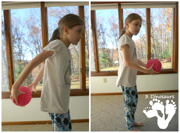 Easy To Do Gross Motor Ball Movements - 4 fun movements that get kids moving while using a ball - 3Dinosaurs.com