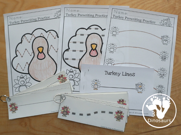 Turkey Activities Pack: Prewriting with no-prep pages, easy reader books, and tracing strips.- 3Dinosaurs.com