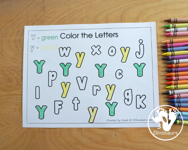 Free Romping & Roaring Y Pack Letter Pack: Y is for yarn - a letter Y pack that has prewriting, finding letters, tracing letters, coloring pages, shapes, puzzles and more - 3Dinosaurs.com
