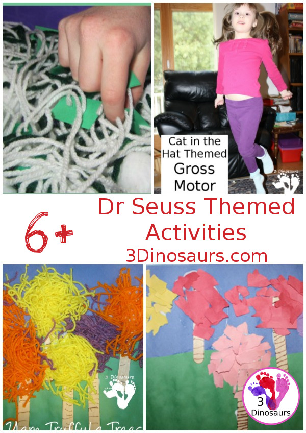 6 Fun Dr Seuss Activities - with gross motor, sensory bin, and crafts - 3Dinosaurs.com