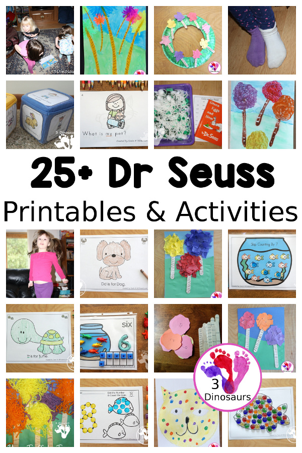 6 Fun Dr Seuss Activities - with gross motor, sensory bin, and crafts - 3Dinosaurs.com