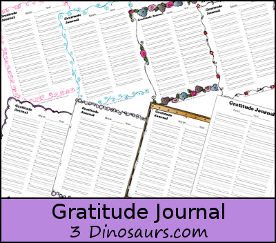 Free Gratitude Journal - 3Dinosaurs.com