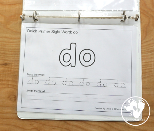 Free Dolch Primer Sight Words Playdough Mats with Tracing - 52 free sight word playdough mats for kids to learn their sight words with playdough sight word, tracing the word and write the sight word - 3Dinosaurs.com