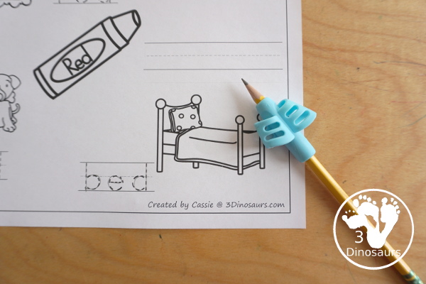 Free CVC Word Family Coloring Pages: Short E Vowel with ed, en, and et. with tracing the words, coloring the pictures and draw their own short e word for the short a vowels plus ending - 3Dinosaurs.com