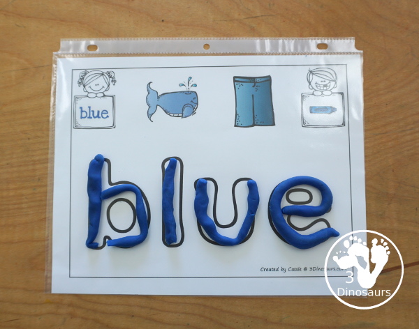 Free Romping & Roaring Color Pack Blue - 8 free pages of printables for the color Blue - Playoudgh mats, coloring, tracing and more. - 3Dinosaurs.com