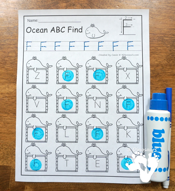 Ocean ABC letter Find for kids. - uppercase and lowercase options with all 26 letters of the alphabet - #3dinosaurs