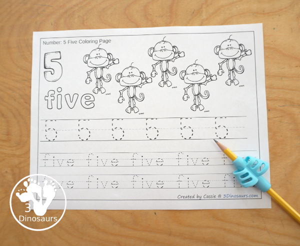 Free Number Coloring & Tracing Printable - It has 0 to 20 for the numbers. You have tracing numerical numbers and number words or writing numerical numbers and number words - 3Dinosaurs.com