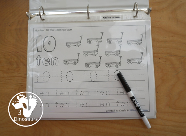 Free Number Coloring & Tracing Printable - It has 0 to 20 for the numbers. You have tracing numerical numbers and number words or writing numerical numbers and number words - 3Dinosaurs.com