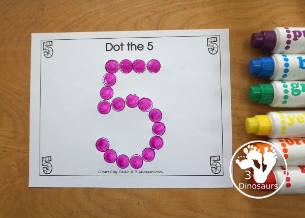 Free Romping and Roaring Number 5 Knight Theme Pack with number 5 worksheets, number 5 puzzles, number 5 handwriting, number 5 dot marker worksheets and more for PreK and kindergarten age kids with a castle and knight theme. - 3Dinosaurs.com
