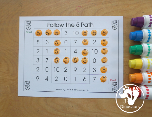 Free Romping and Roaring Number 5 Knight Theme Pack with number 5 worksheets, number 5 puzzles, number 5 handwriting, number 5 dot marker worksheets and more for PreK and kindergarten age kids with a castle and knight theme. - 3Dinosaurs.com