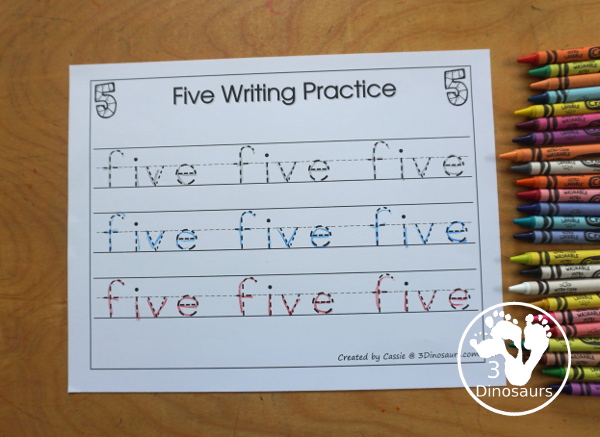 Free Romping and Roaring Number 5 Knight Theme Pack with number 5 worksheets, number 5 puzzles, number 5 handwriting, number 5 dot marker worksheets and more for PreK and kindergarten age kids with a castle and knight theme. - 3Dinosaurs.com
