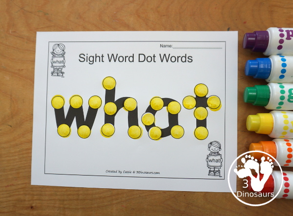 Free Romping & Roaring Primer Sight Words: Well, Went, What, White - you have 6 pages for each sight word that work on learning the sight word in different ways with reading, writing, and finding. 3Dinosaurs.com
