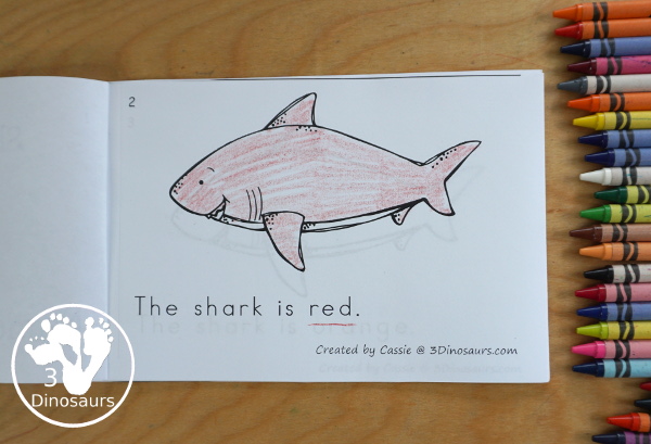 Shark Color Pack - with 63 pages of printables with color easy reader book, color clip cards, color tracing strips, color writing strips, color pocket chart cards, color word writing, color word puzzles, and more all to work on learning color words. This is a great ocean theme - 3Dinosaurs.com- - 3Dinosaurs.com