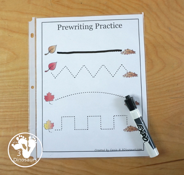 Free Leaves Activities Pack for Tot, Preschool, PreK, Kindergarten, & First Grade - A fun set of free printables with a fall leave themed with a mix of hands-on and no-prep printables - 3Dinosaurs.com