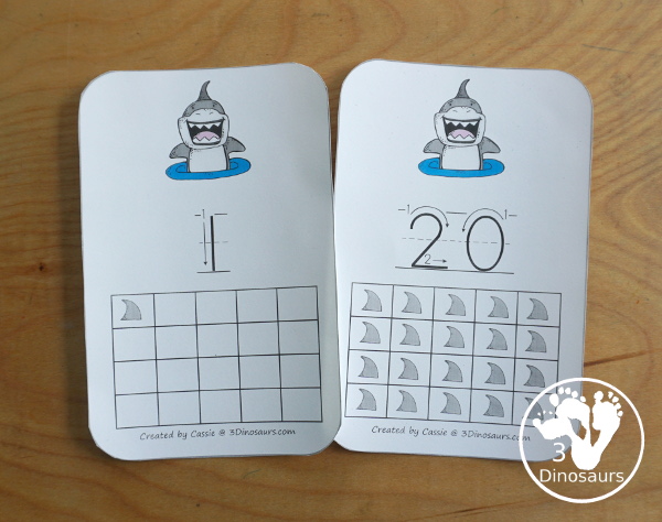 Free SHARK ABC and Number Wall Cards - with 26 alphabet cards with uppercase and lowercase letters and number wall cards with numbers from 0 to 20 with matching shark fins for counting - 3Dinosaurs.