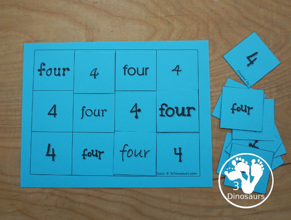 Free Romping and Roaring Number 4 Pack - with number 4 worksheets, number 4 puzzles, number 4 handwriting, number 4 dot marker worksheets and more for PreK and kindergarten age kids with a shirt theme. - 3Dinosaurs.com
