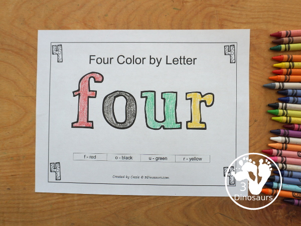 Free Romping and Roaring Number 4 Pack - with number 4 worksheets, number 4 puzzles, number 4 handwriting, number 4 dot marker worksheets and more for PreK and kindergarten age kids with a shirt theme. - 3Dinosaurs.com