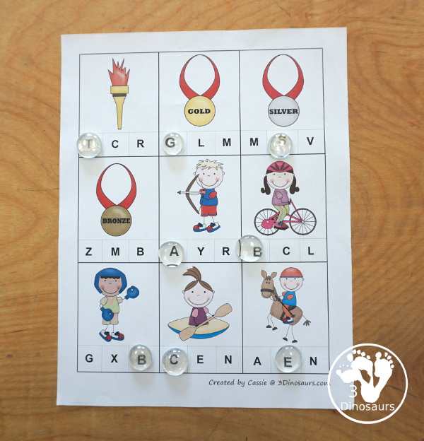 Free Summer Olympics Tot Printables - Beginning sound worksheet for kids or cut for clip cards - 3Dinosaurs.com