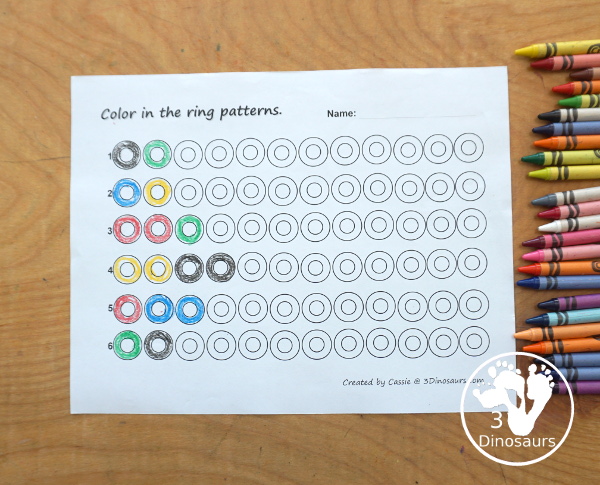Free Summer Olympics Tot Printables - a fun coloring pattern cards - 3Dinosaurs.com
