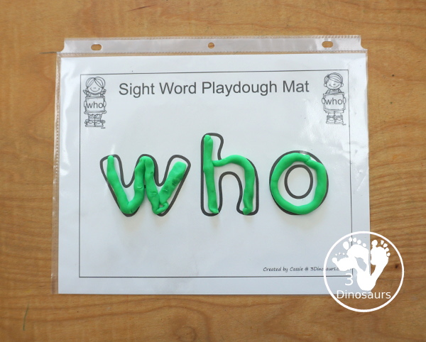 Free Romping & Roaring Primer Sight Words: Who, Will, With, Yes - you have 6 pages for each sight word that work on learning the sight word in different ways with reading, writing, and finding. 3Dinosaurs.com