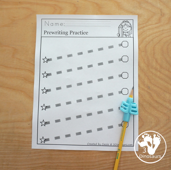 Fine Motor Prewriting Printable Set - easy pages ready for teachers to use no-prep pages, easy reader books, tons of new tracing pages and options for kids. It has 174 pages of printables $ - 3Dinosaurs.com #prewriting #finemotorskills