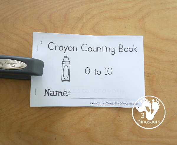 Free Crayon Count & Color - with numbers 0 to 10 with 10 color words in the easy reader book. You can count and then color the crayons with the color for the page. - 3Dinosaurs.com