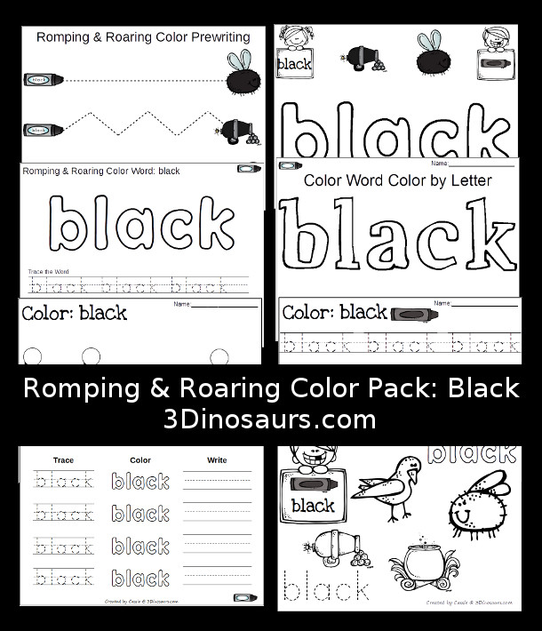 Free Romping & Roaring Color Pack Black - 3Dinosaurs.com