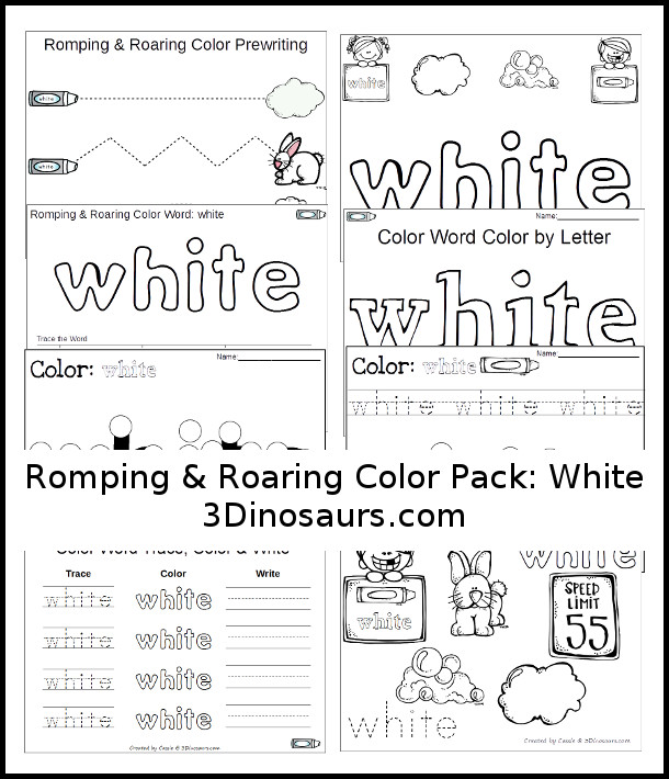 Free Romping & Roaring Color Pack White - 3Dinosaurs.com