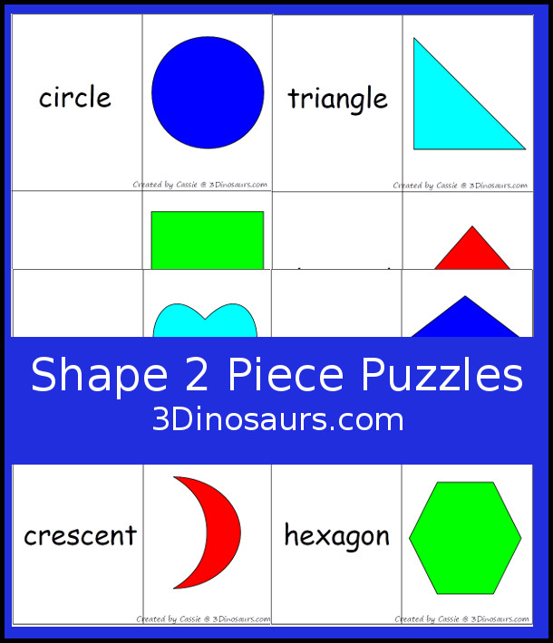 Shape 2 Piece Puzzles - 3Dinosaurs.com
