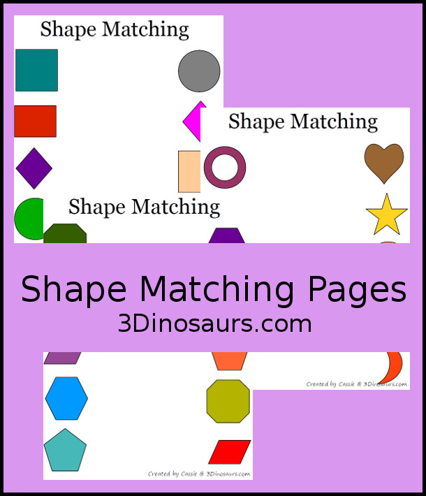 Shape Matching Pages - 3Dinosaurs.com