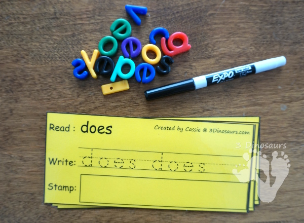 Free Sight Word Read Write & Stamp - all 220 Dolch sight words - 3Dinosaurs.com #sightwords #learningtoread #freeprintables