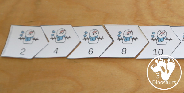 Free Snowman Skip Counting By 2 Puzzles - it has 12 piece puzzle to work on skip counting from 2 to 24 - 3Dinosaurs.com