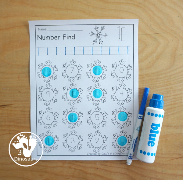 Snowflake Number Find for Number Identification | 3 Dinosaurs