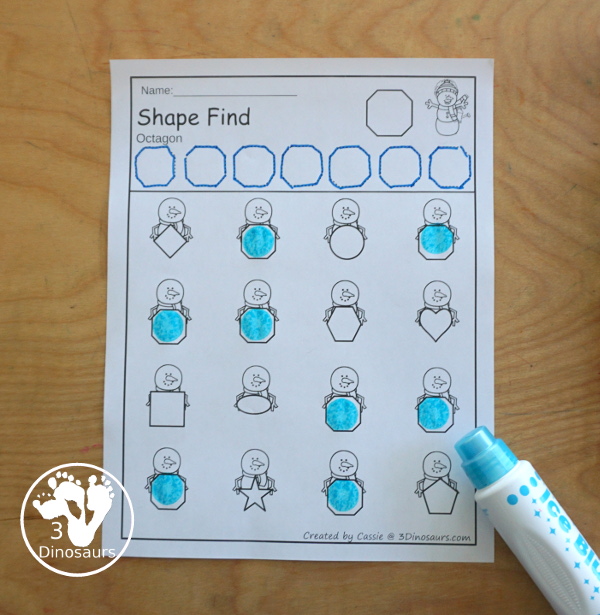 Free Snowman Shape Tracing Printable | 3 Dinosaurs