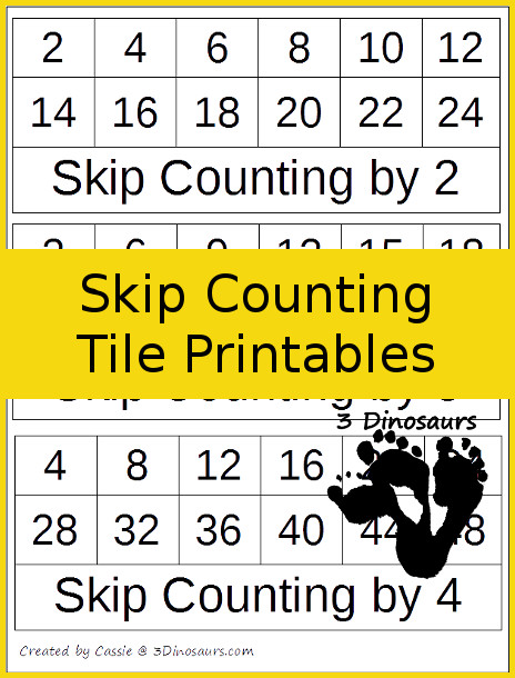 Hands-On Learning With Skip Counting Tile Printable | 3 Dinosaurs