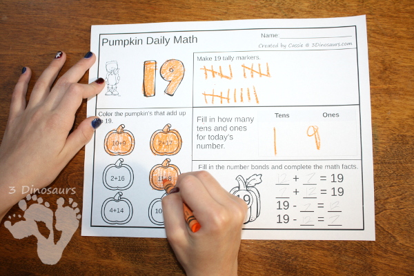 Pumpkin Daily Number & Math Sets - $ 31 pages for each set plus extras - 3Dinosaurs.com