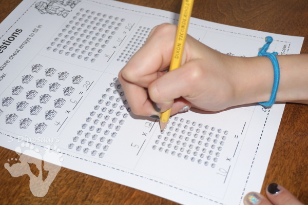 Free No-Prep Pirate Themed Array Printables - 2 pages with 6 problems per page - 3Dinosaurs.com