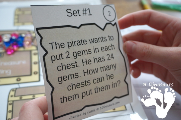 Free Pirate Treasure Division Sorting Task Cards - 2 sets of cards with a recording sheet and sorting mat for hands-on learning - 3Dinosaurs.com #printablesforkids #freeprintable #3dinosaurs #piratesforkids #division #magictreehouse