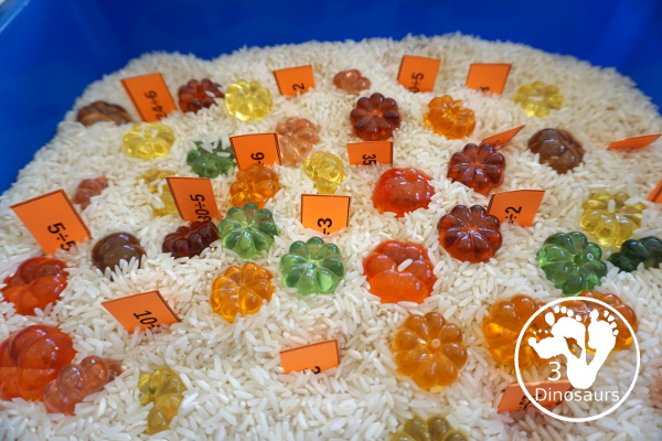 Free Mini Division Flashcards - really small flashcards that work great in sensory bins or bottles and a fun and different way to work on division. - 3Dinosaurs.com