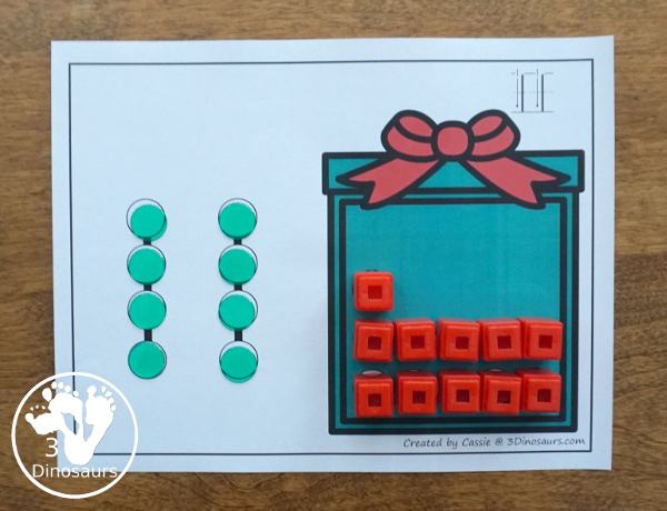 Christmas Tree, Present, and Gingerbread Man Themed Dot Marker Number & Counting - this is a fun counting activity with dot markers that works on numbers 0 to 20 with color or black and white options - 3Dinosaurs.com #christmasactivities #dotmaker #doadot #numbers #counting