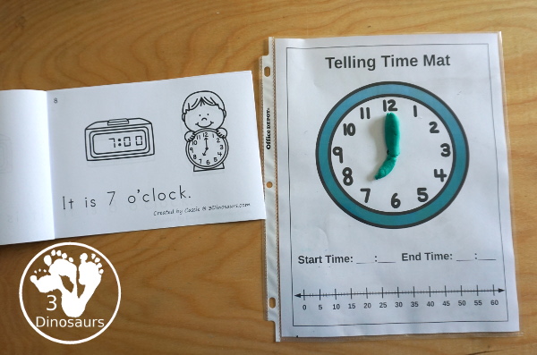 Hourly Telling Time Easy Reader Book | 3 Dinosaurs